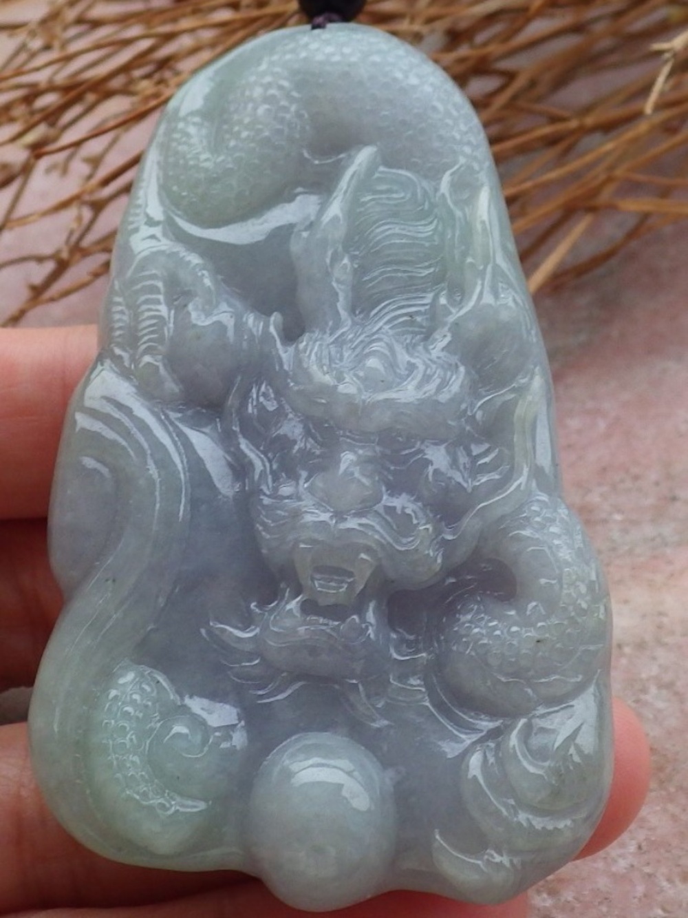 Certified Hand Carved Natural Burma Grade A Jade jadeite Dragon Pendant Necklace - Picture 2 of 8